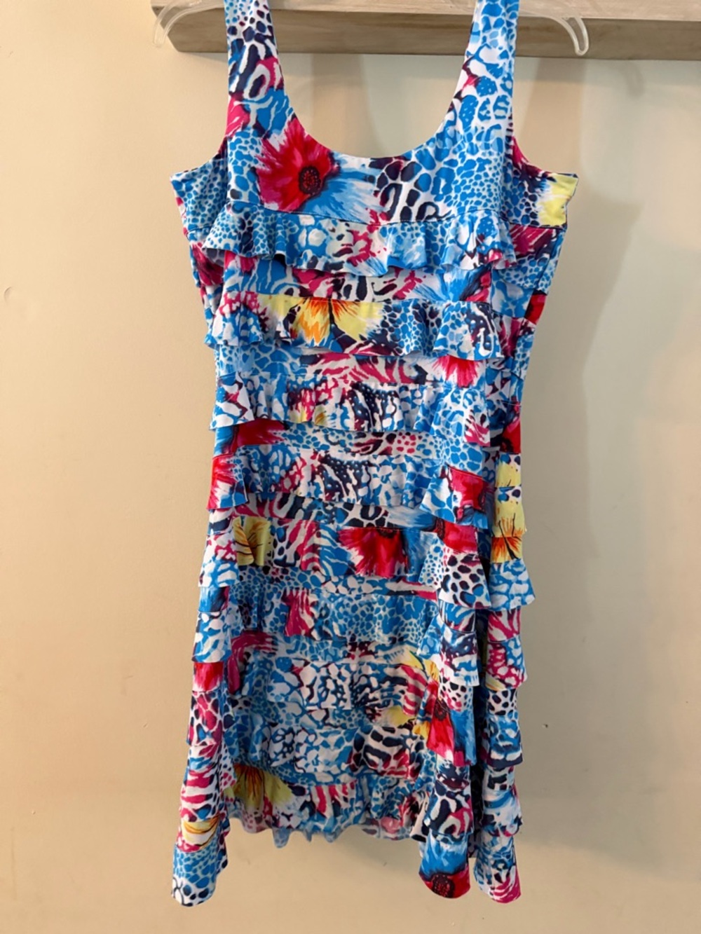 Bright Blue Floral Ruffle Sundress